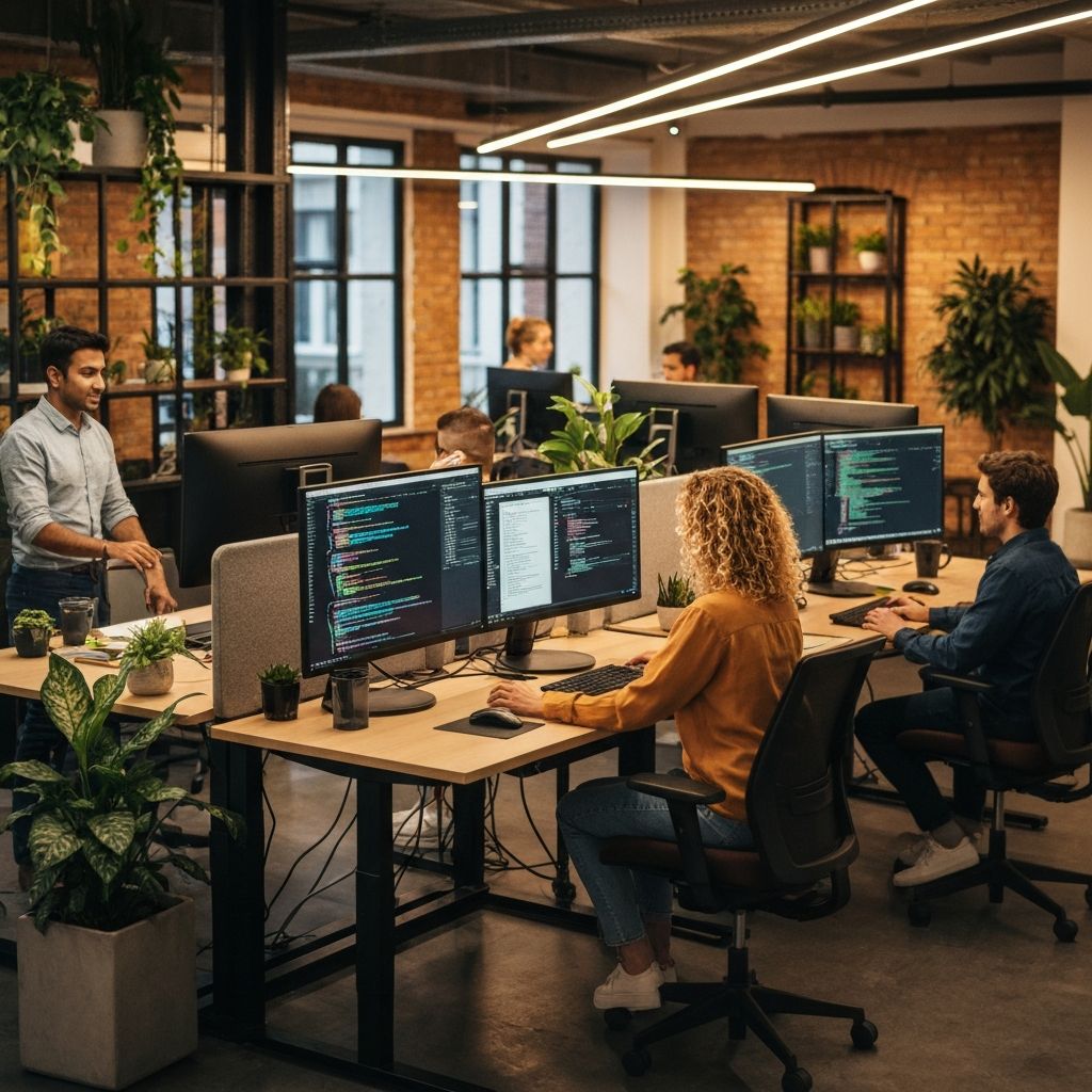 Our team collaborating on projects